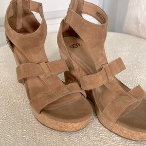 Ugg cork wedge suede sandal